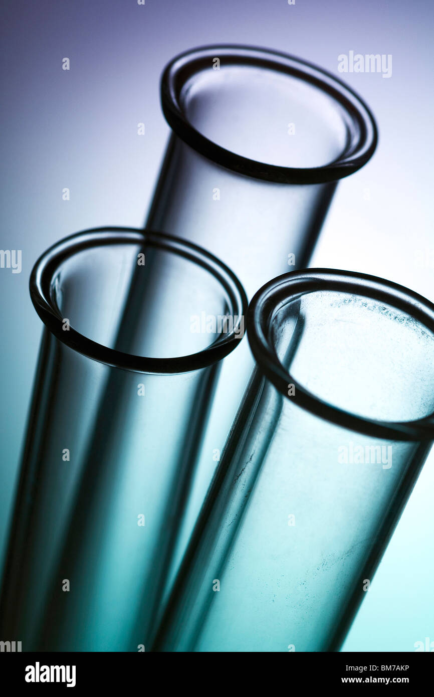 three laboratory test tube tops Stock Photo