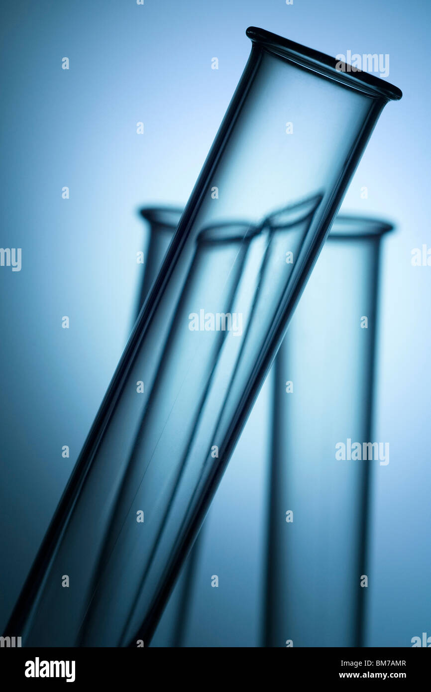 three laboratory test tube tops Stock Photo