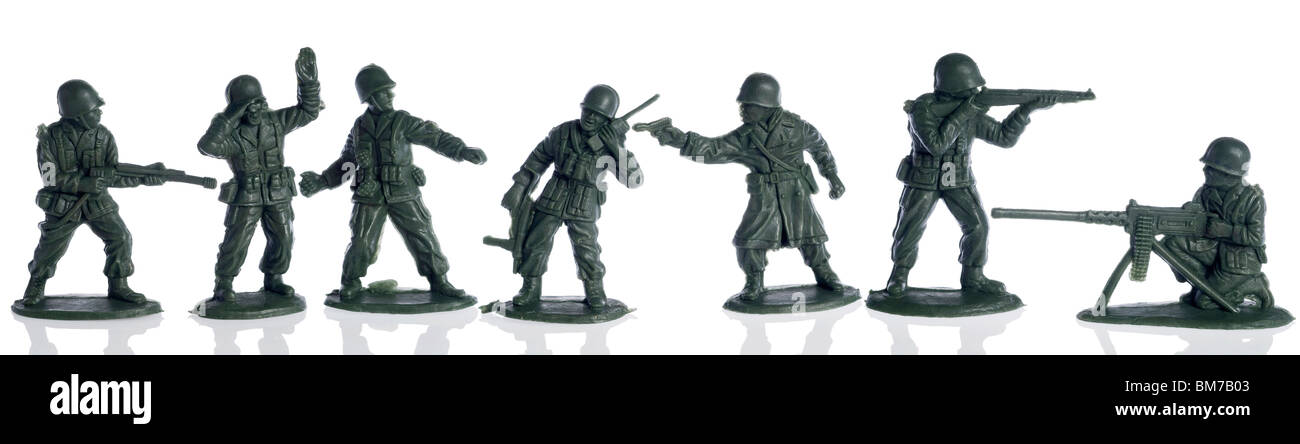 colection of american second world war toy soldiers on white Stock Photo