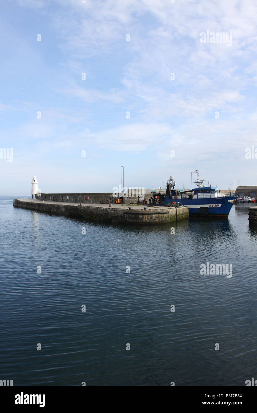 Macduff harbour with fishing boat Scotland  May 2010 Stock Photo