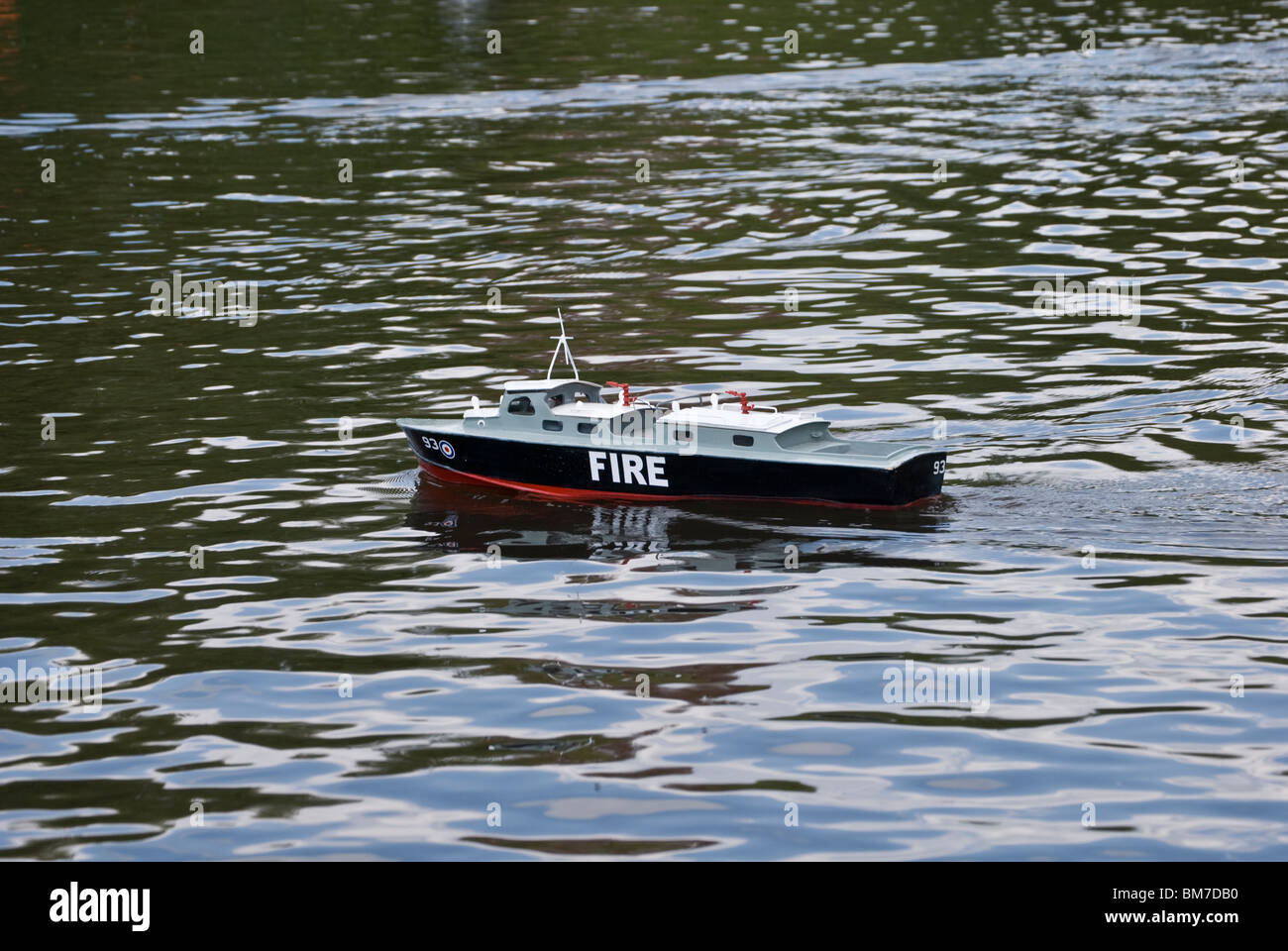 radio controlled scale model boat fire tender etherow country park Stock Photo