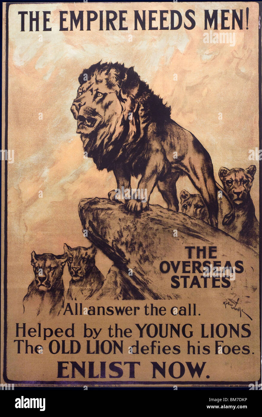 ' The Empire needs men ! ' Affiche de propagande anglaise British propaganda poster Stock Photo