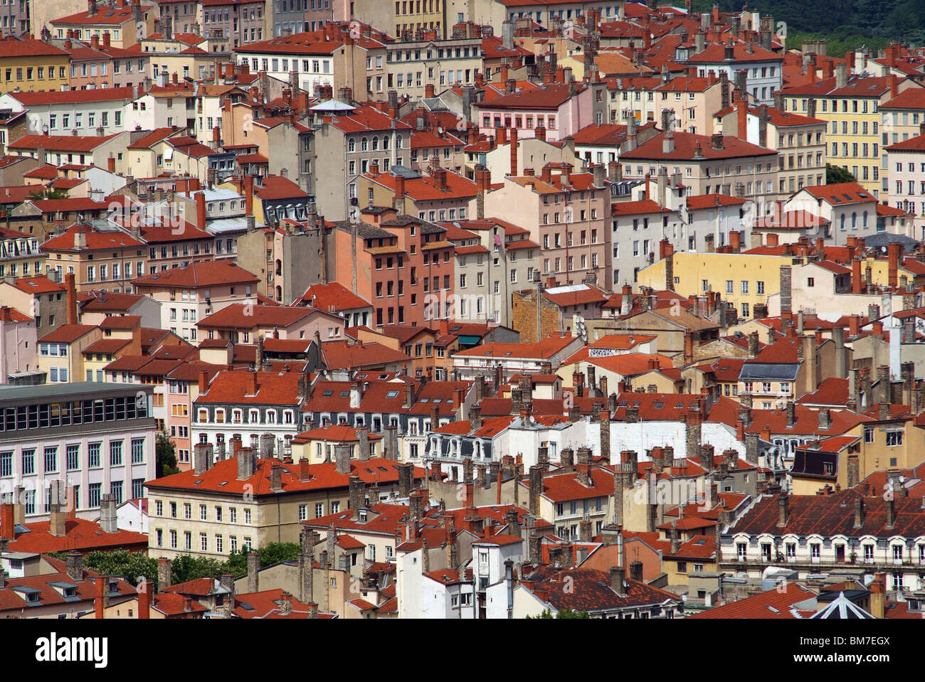 Lyon (69) : View over the roofs of 'La Croix rousse' district, 2007 Stock Photo