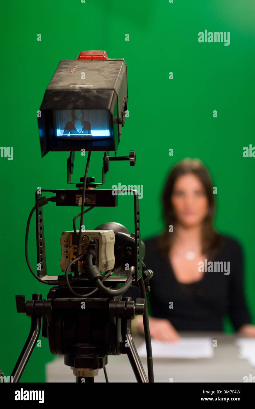 Journalist facing the video camera Stock Photo Alamy