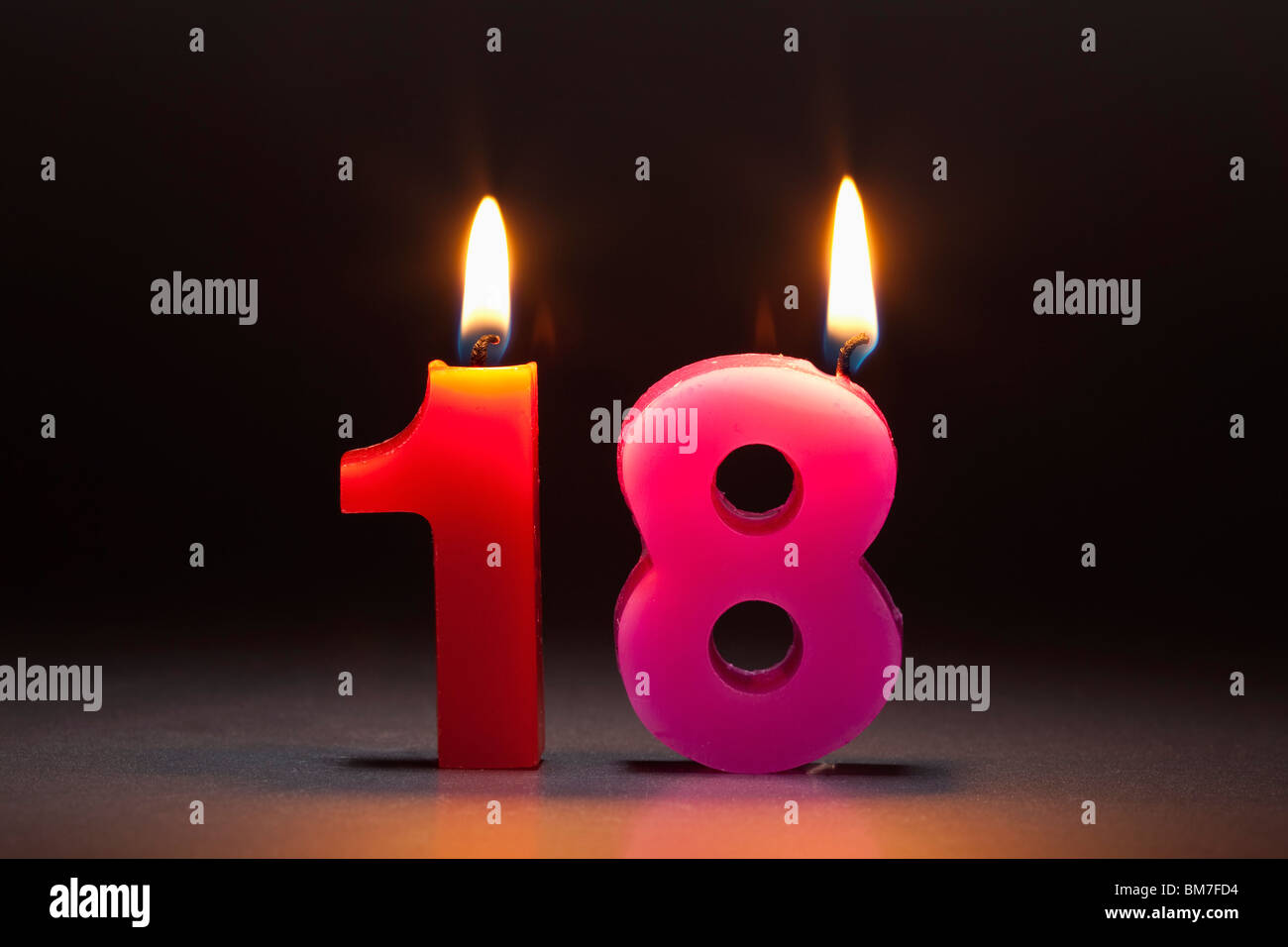 Two Candles In The Shape Of The Number 18 Stock Photo Alamy
