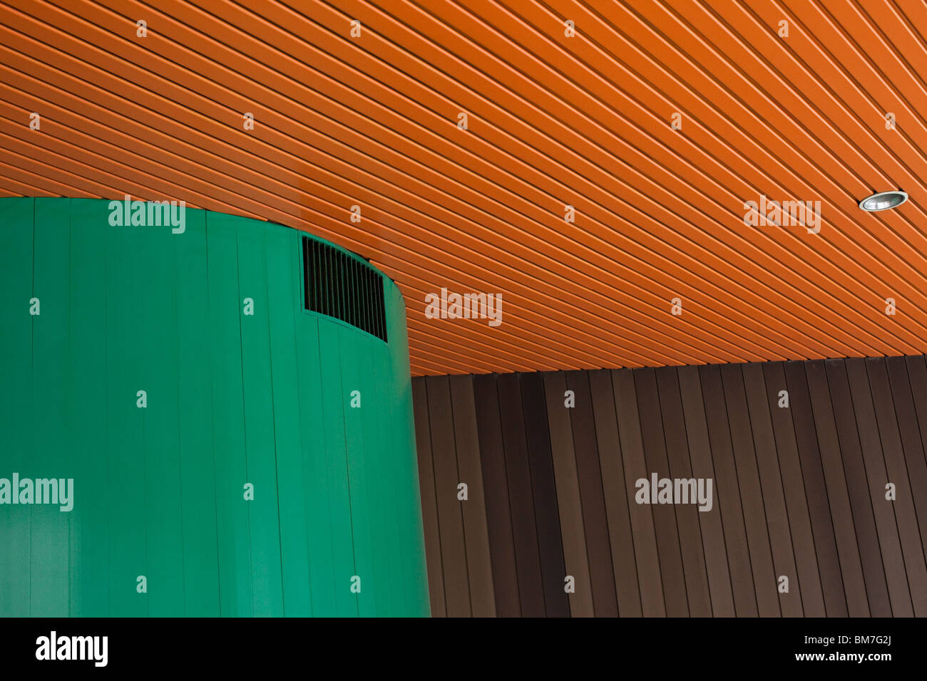 Detail of a colorful wood paneling interior Stock Photo
