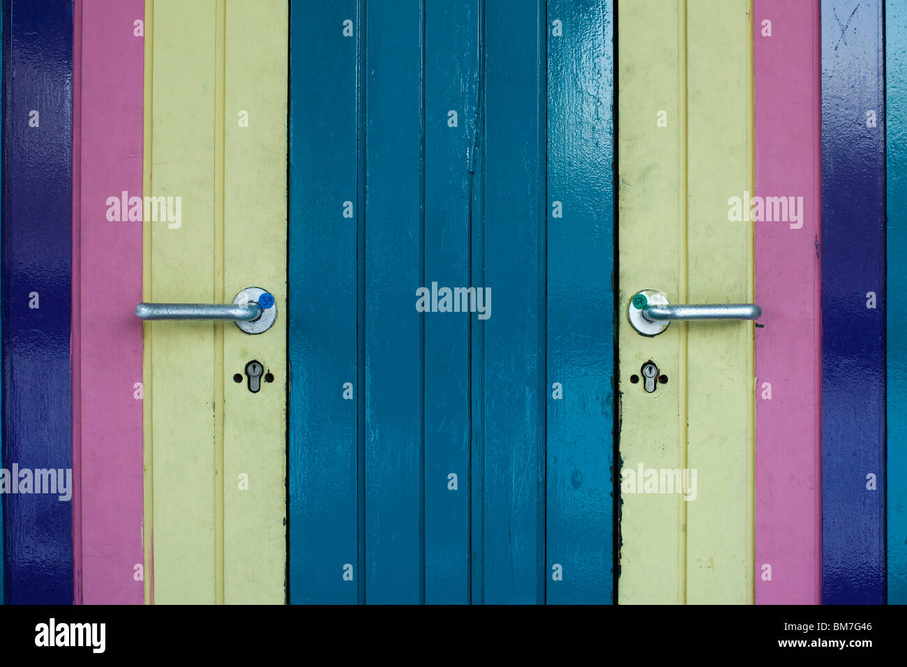 Detail of colorful painted doors Stock Photo