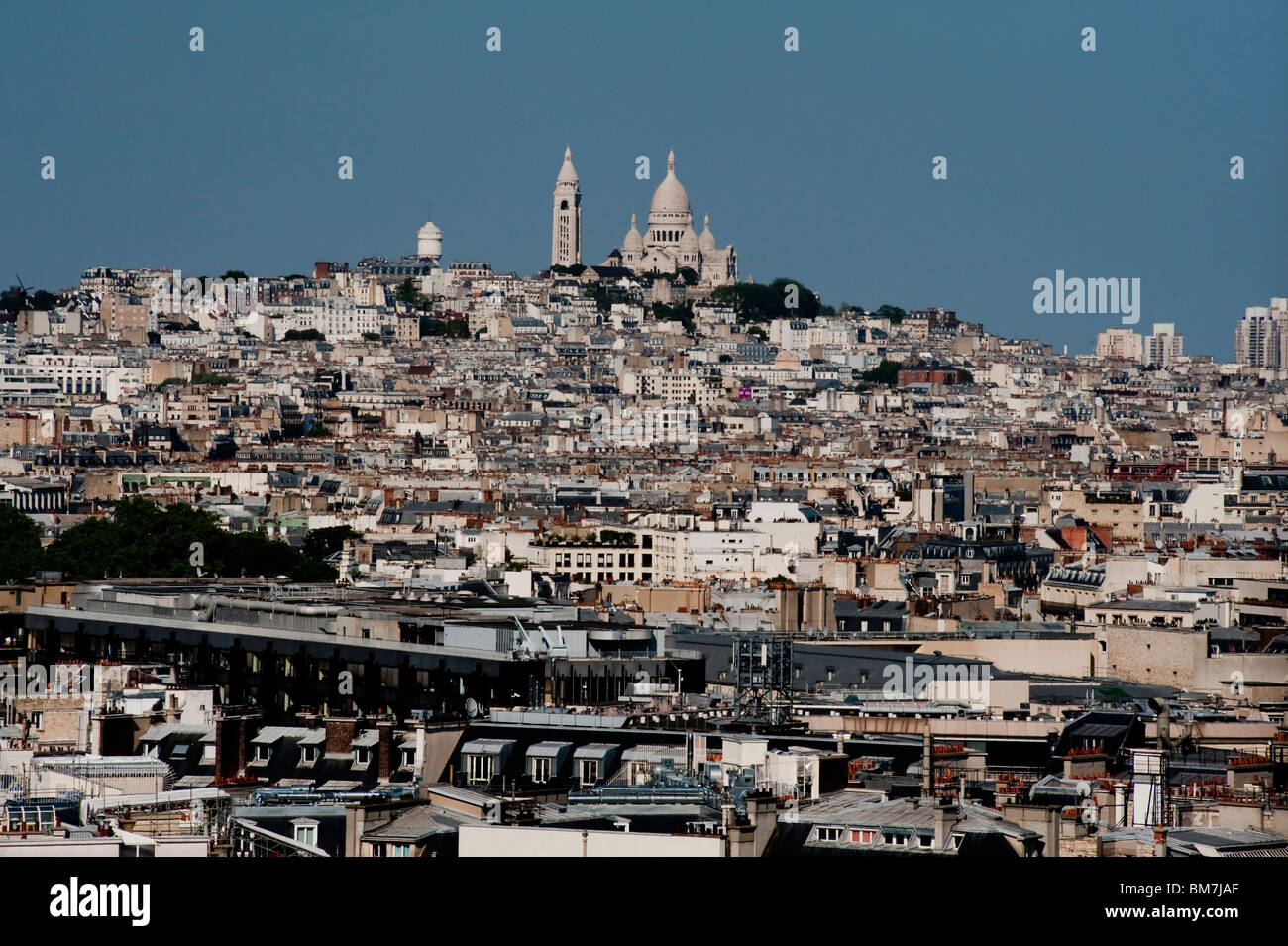Skyline Paris, France, Cityscape, View, Looking North to Montmartre, 'Sacre Coeur' Church,city buildings Stock Photo