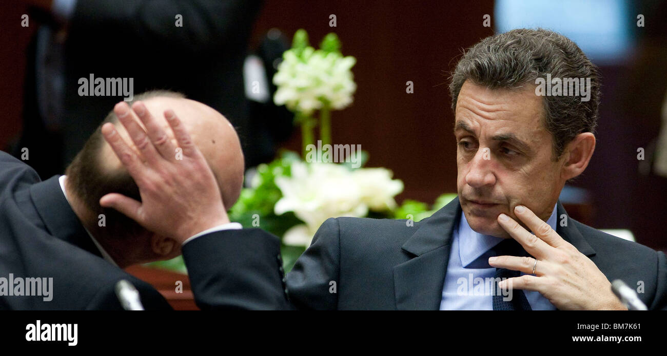 Brussels: Nicolas Sarkozy at the European Summit on 2010/03/26 Stock Photo