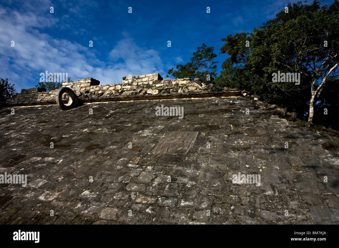 A Mayan ball court in the ruins of the ancient Mayan city of Coba in