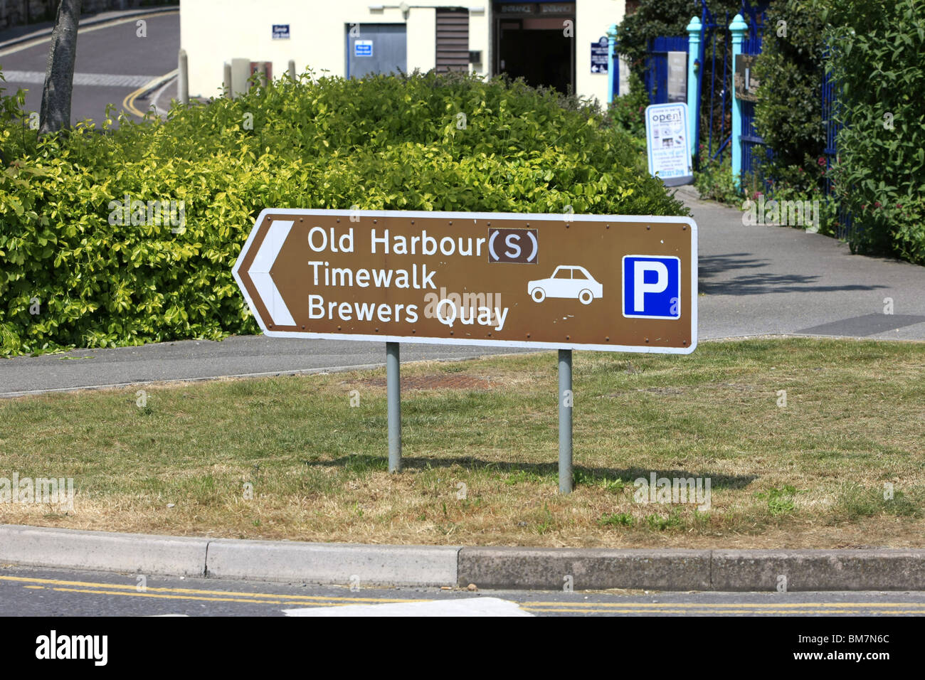 Old Harbour Timewalk Brewers Quay Sign in Weymouth Dorset Stock Photo