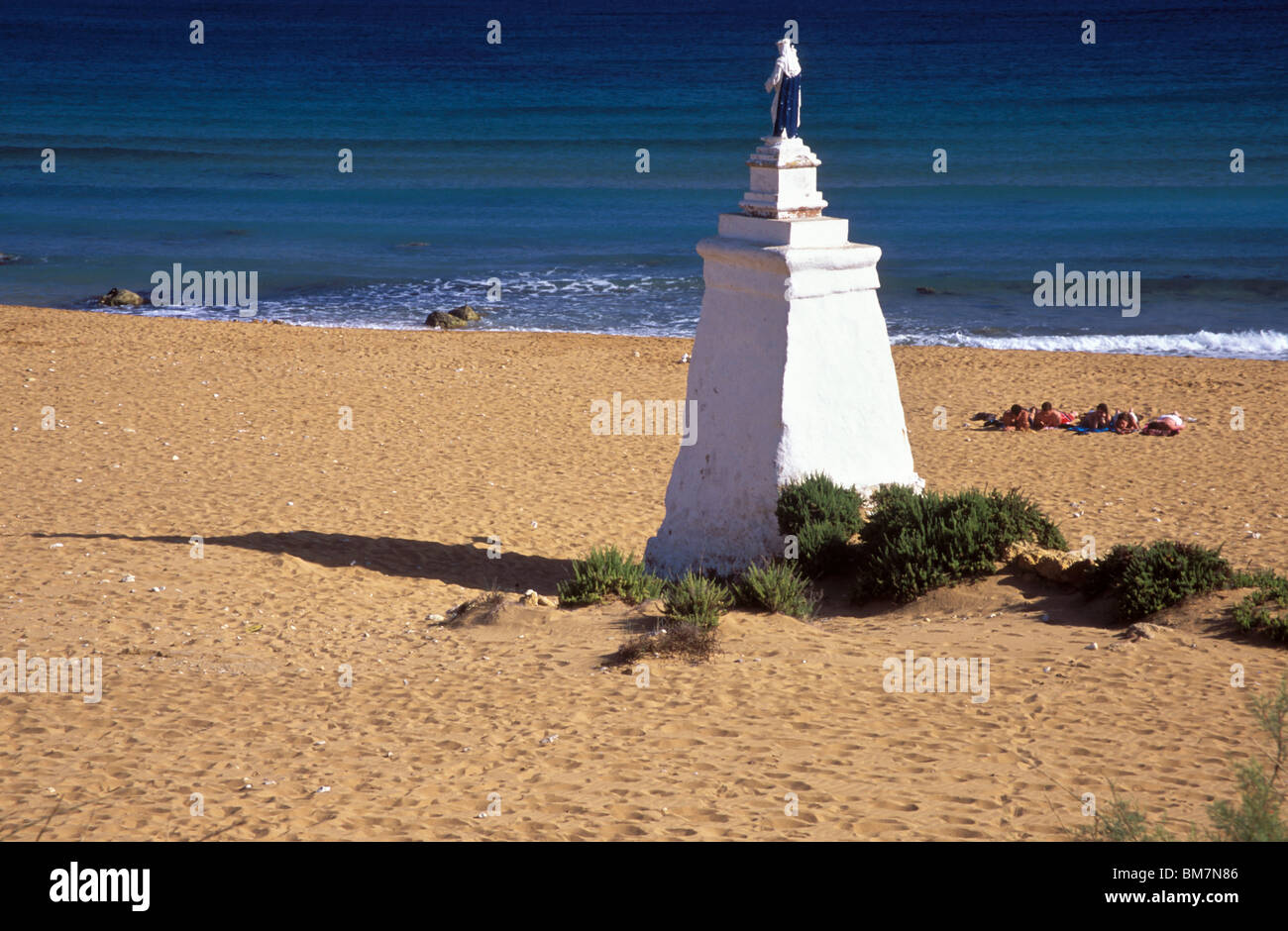Malta, the picturesque niche holding a statue of the Madonna at Ramla Bay, Gozo. Stock Photo