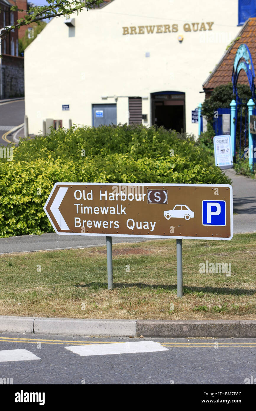 Old Harbour Timewalk Brewers Quay Sign in Weymouth Dorset Stock Photo
