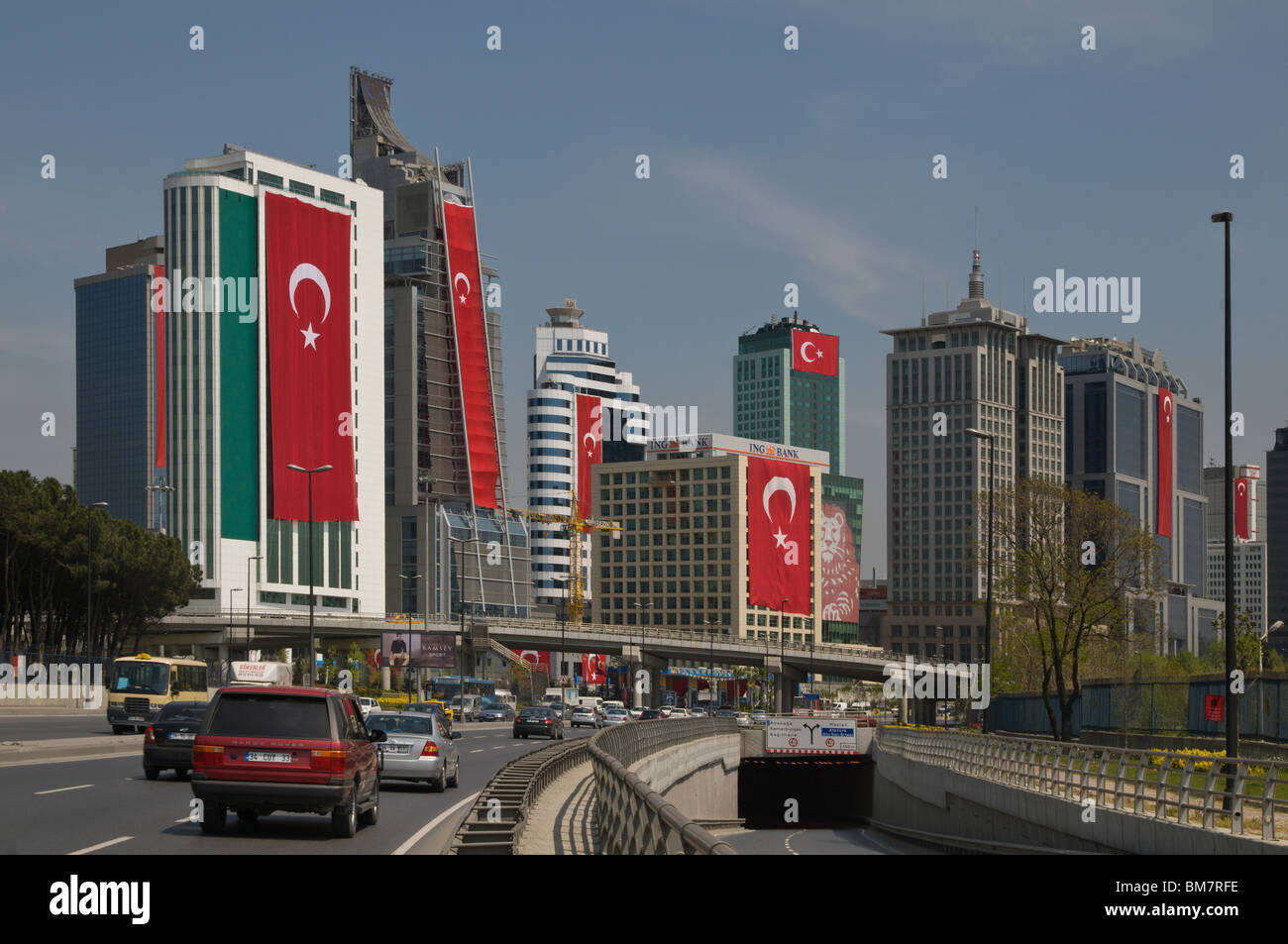 Road Traffic with Skyscrappers of Maslak in the backround,National  Sovereignty and Children's Day,Maslak Area, istanbul, Turkey Stock Photo -  Alamy