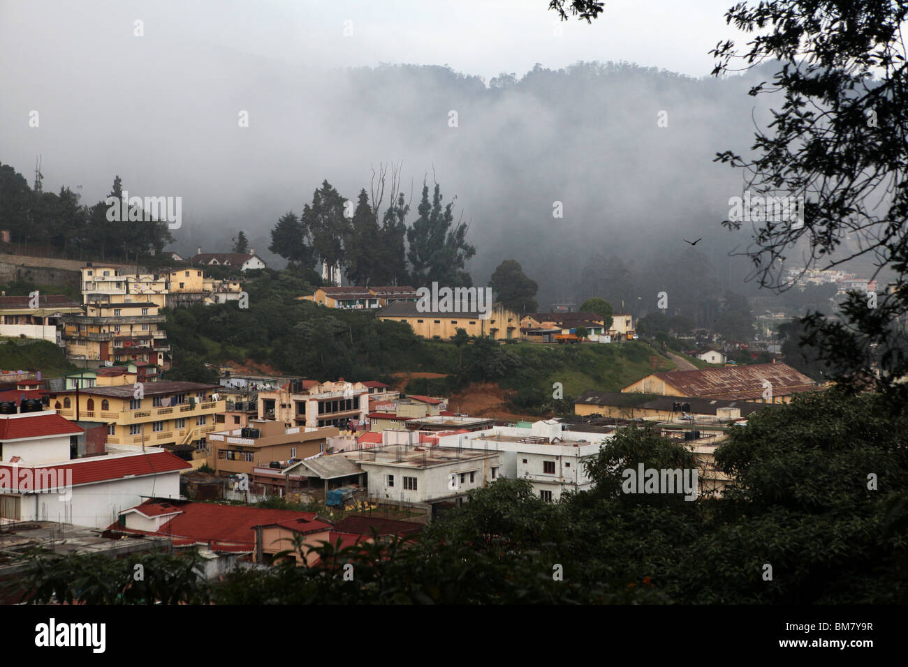 View of Ooty, short for Ootacamund, a popular hill station resort in Tamil Nadu state, India. Stock Photo