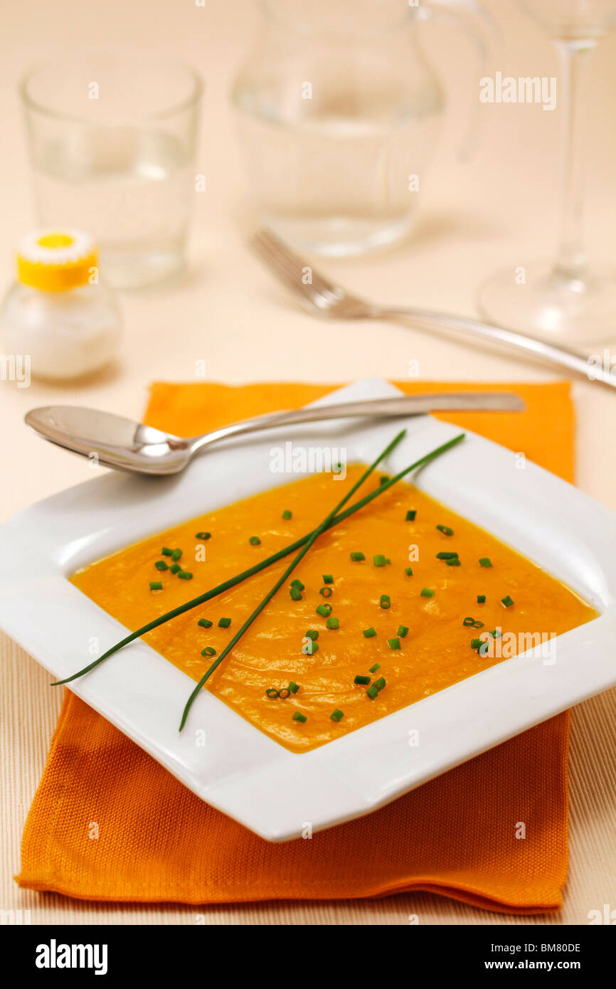 Pumpkin and leek soup. Recipe available Stock Photo - Alamy