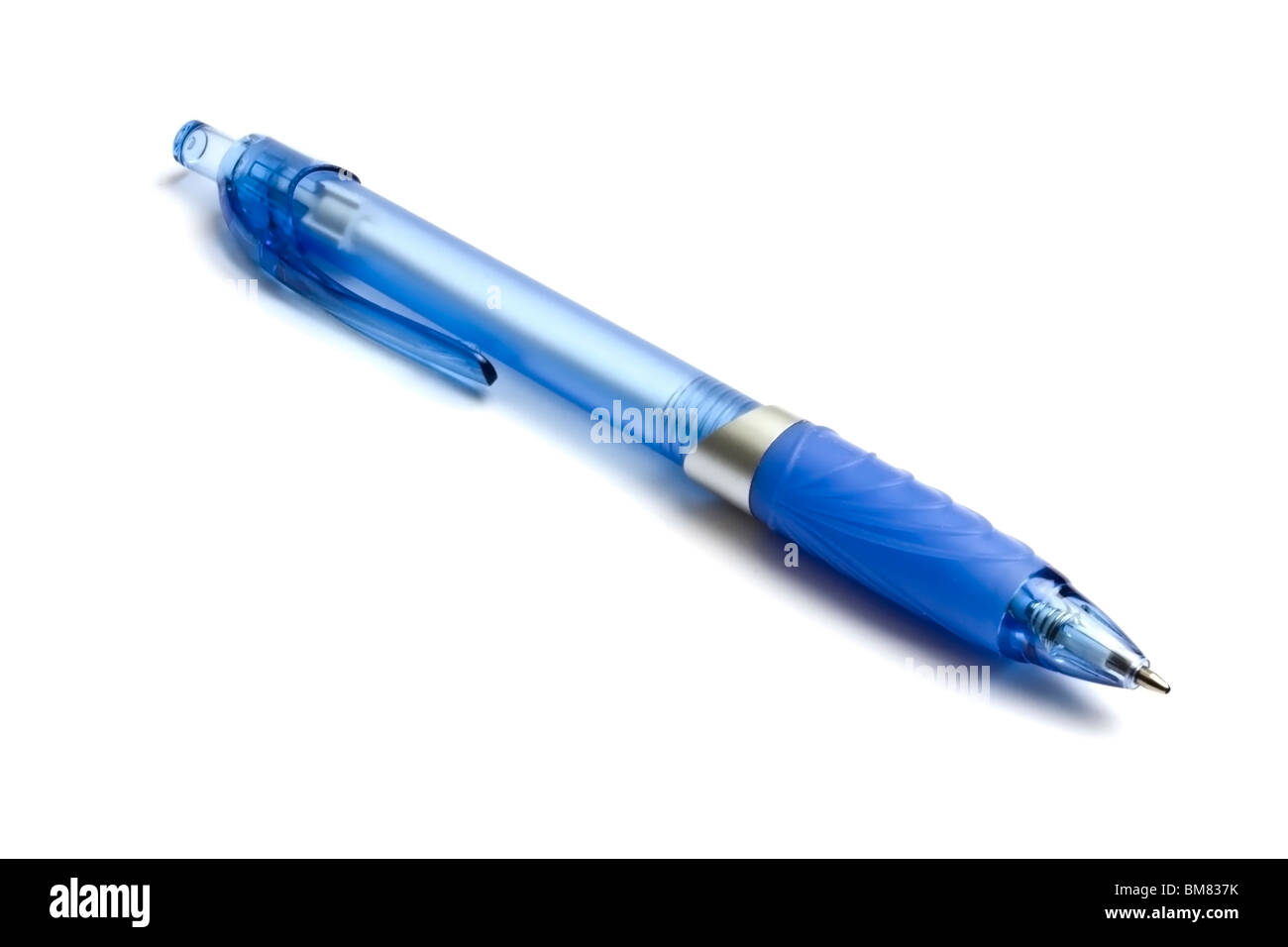 Blue ballpoint pen isolated on white background Stock Photo Alamy