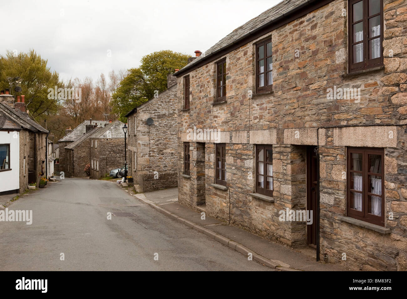 UK, England, Cornwall, Altarnun, main road through village Stock Photo