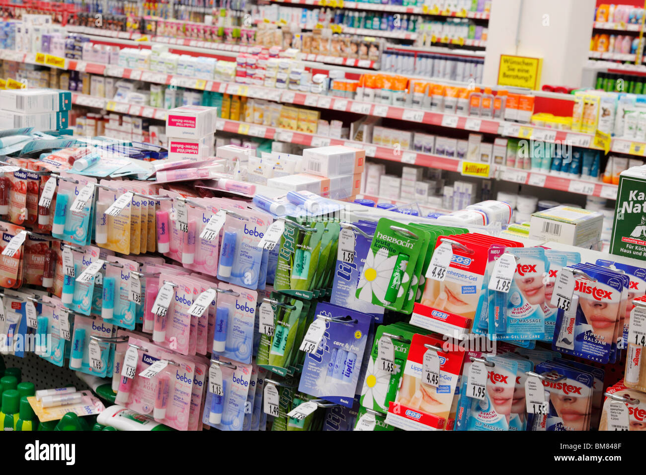 cosmetics in a drugstore Stock Photo