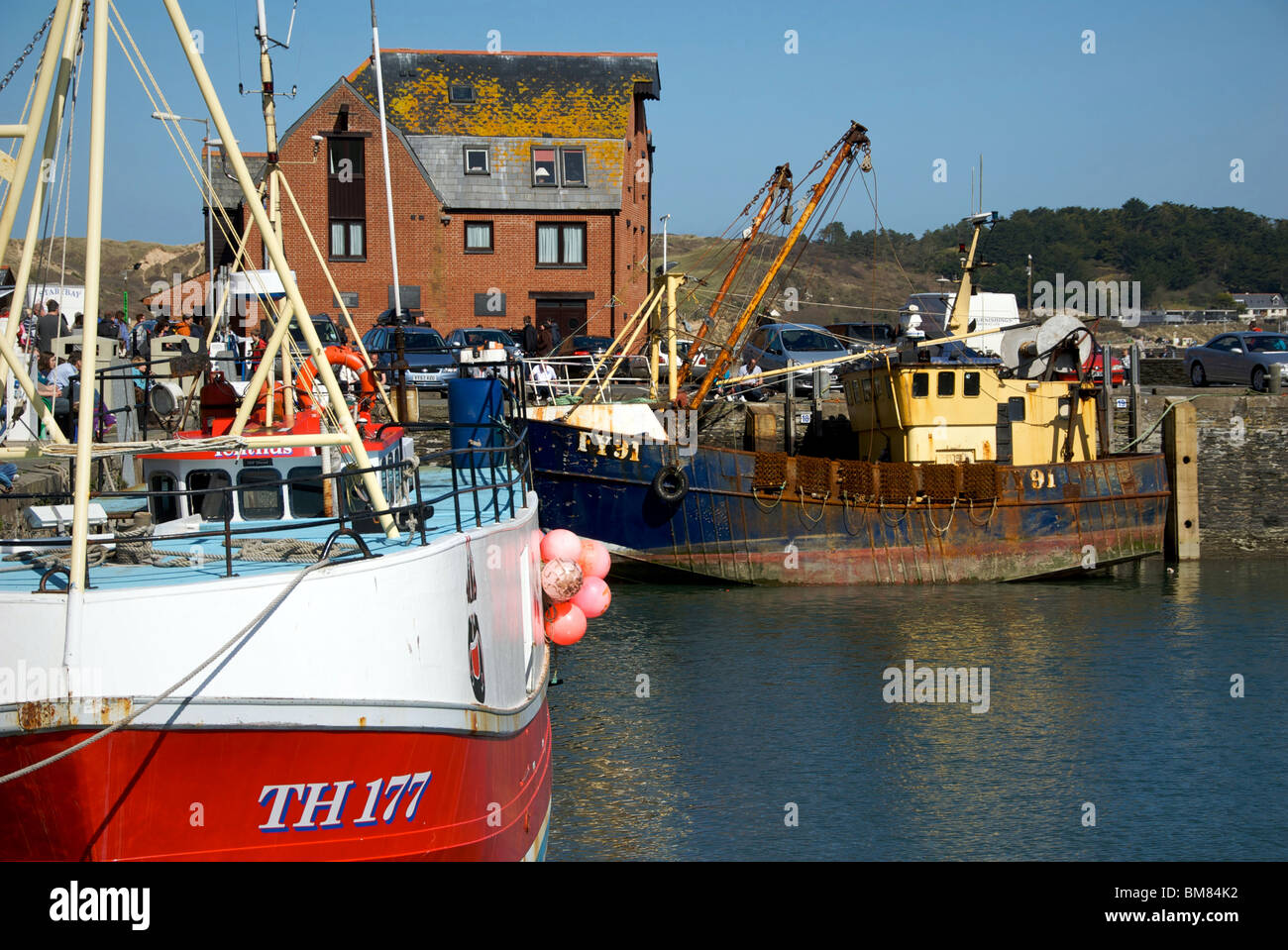 Padstow Cornwall UK Harbour Harbor Quay Fishing Boats Stock Photo Alamy