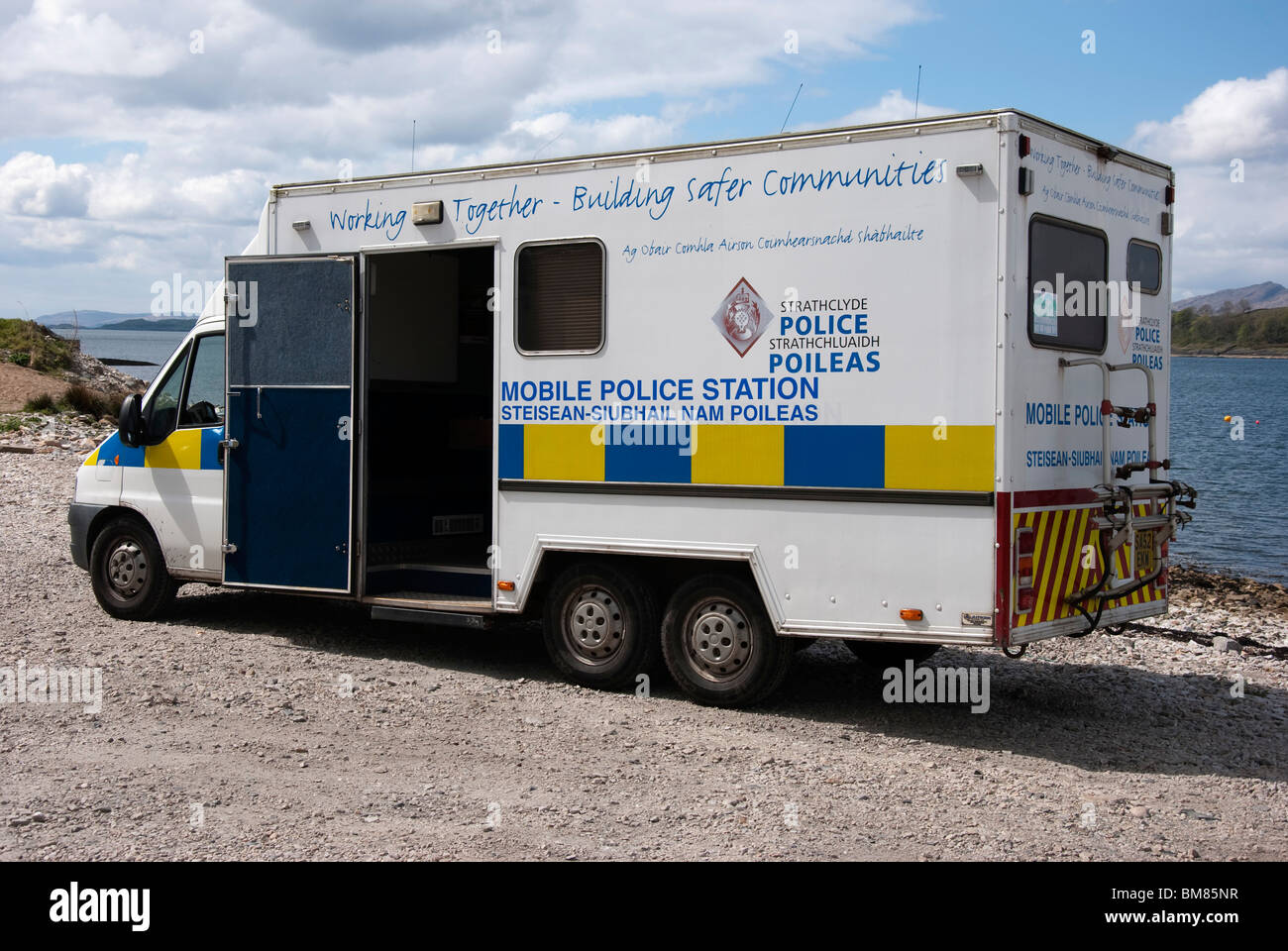 Strathclyde Police Mobile Police Office Port Appin Loch Linnhe Argyll Western Scotland UK Stock Photo
