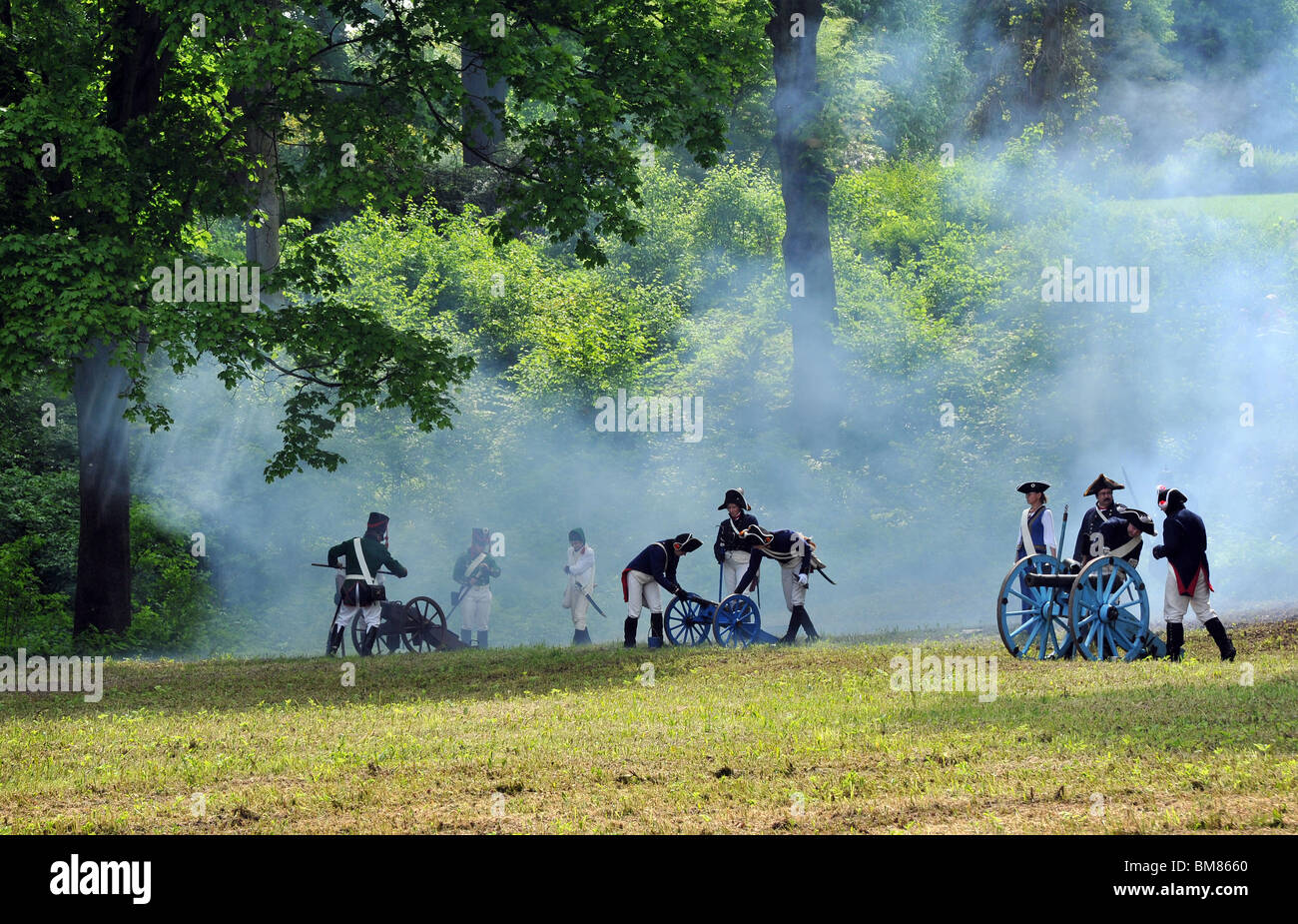 Historic reconstruction of fights in napoleonic wars - artillery Stock Photo