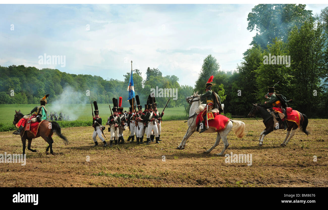 Reconstruction of fights in napoleonic wars Stock Photo