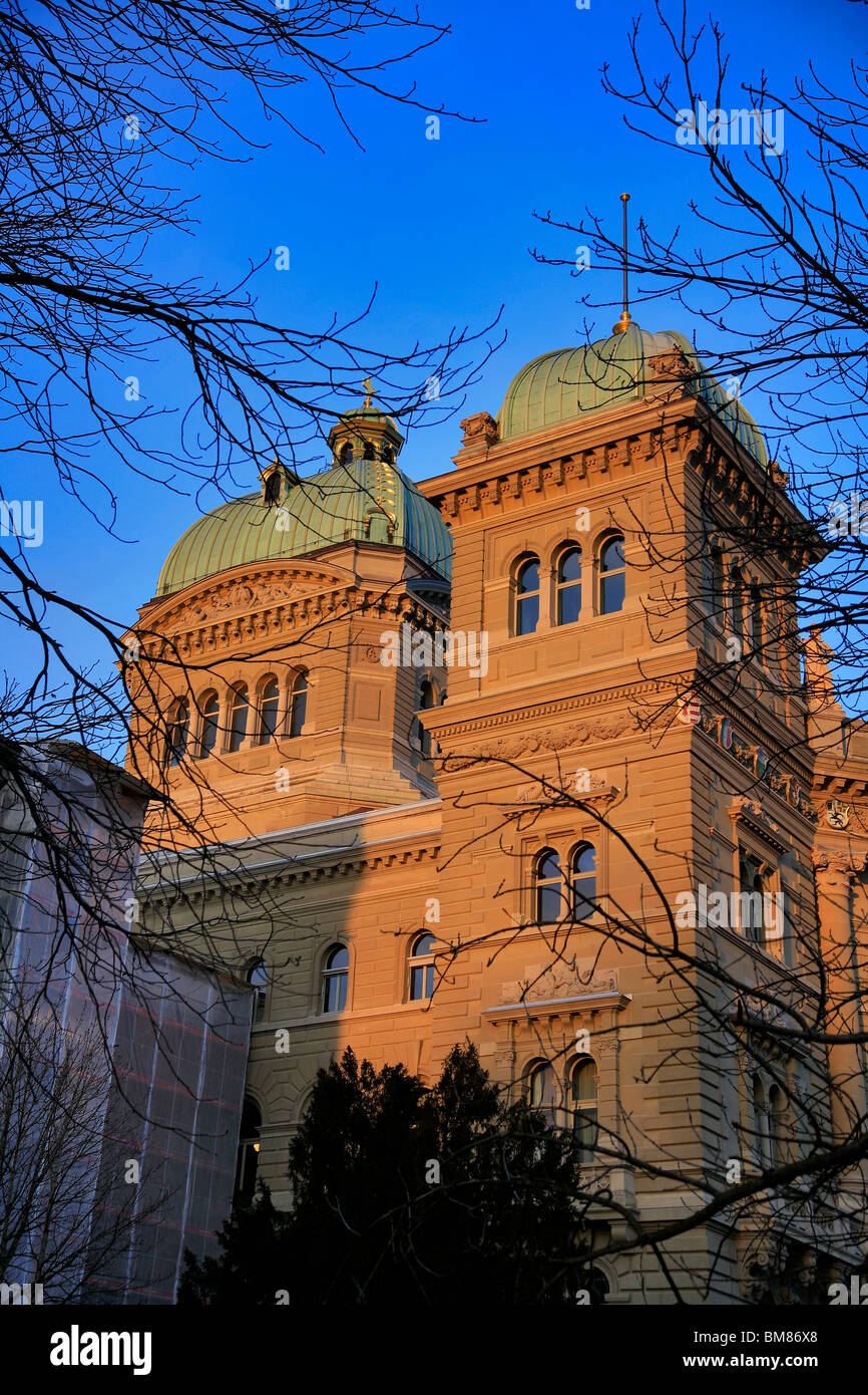 The Exterior of the Bundeshaus Federal Assembly Parliament buildings Bern the capital city of Switzerland Oberland county Stock Photo