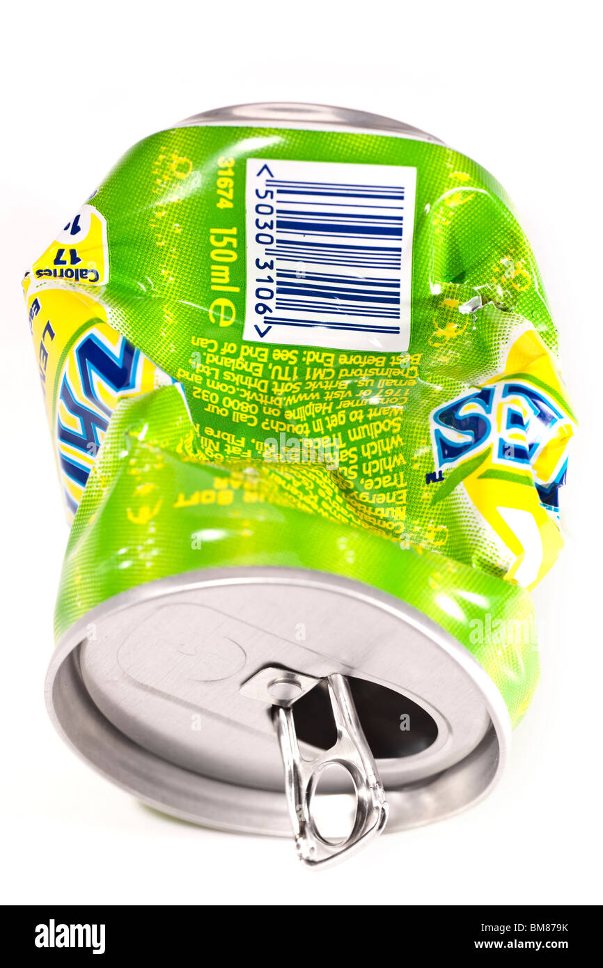 Crushed aluminum drinks can Stock Photo
