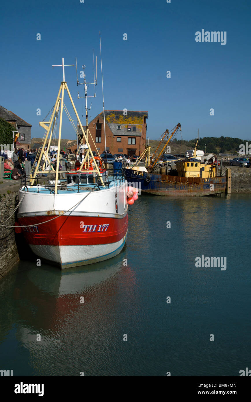 Padstow Cornwall UK Harbour Harbor Quay Marina Fishing Boats Stock