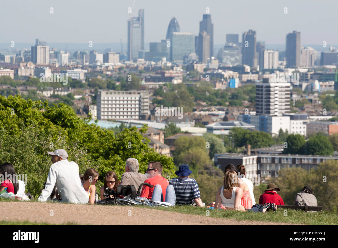 Parliament Hill Hampstead Heath view over North London & the City Stock Photo