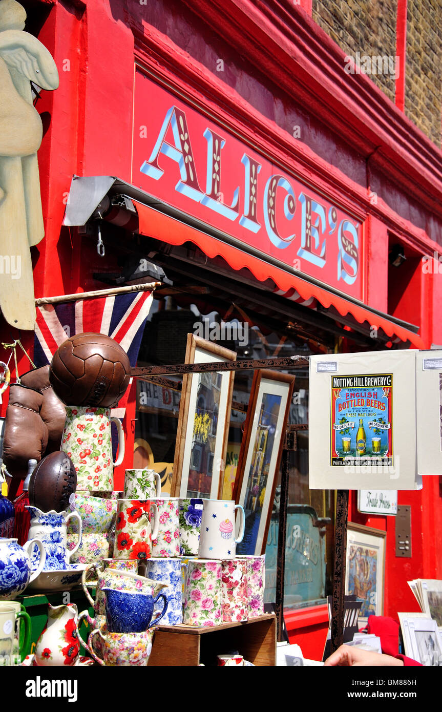 Antique stall, Portobello Antiques Market, Portobello Road, Notting
