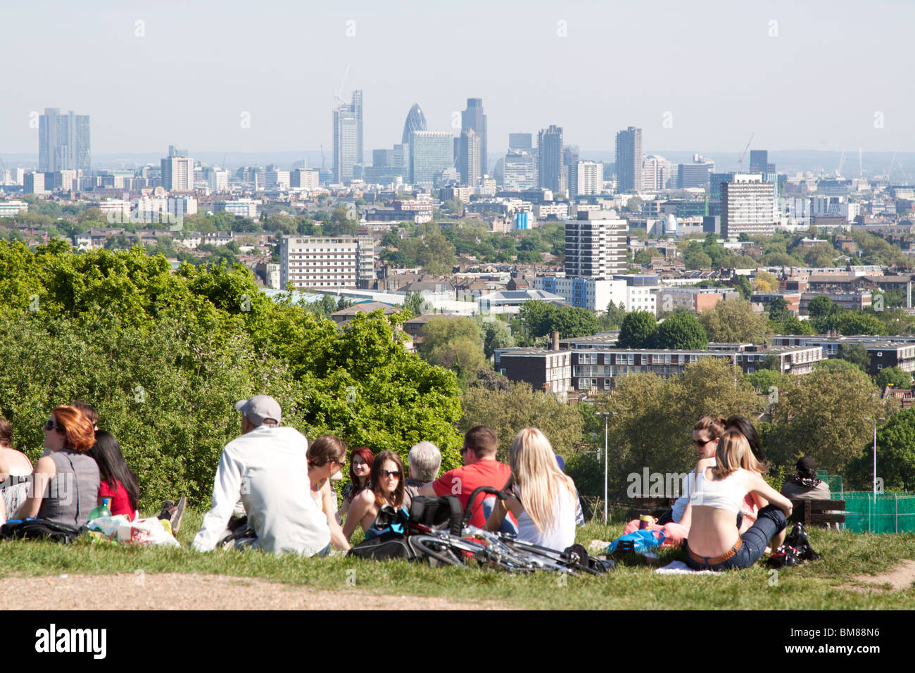 Parliament Hill Hampstead Heath view over North London & the City Stock