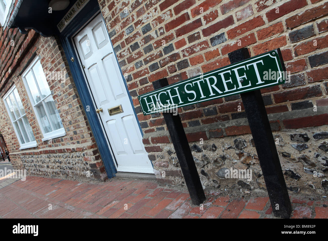 Sign of the High Street in Alfriston village in Sussex, England. Stock Photo