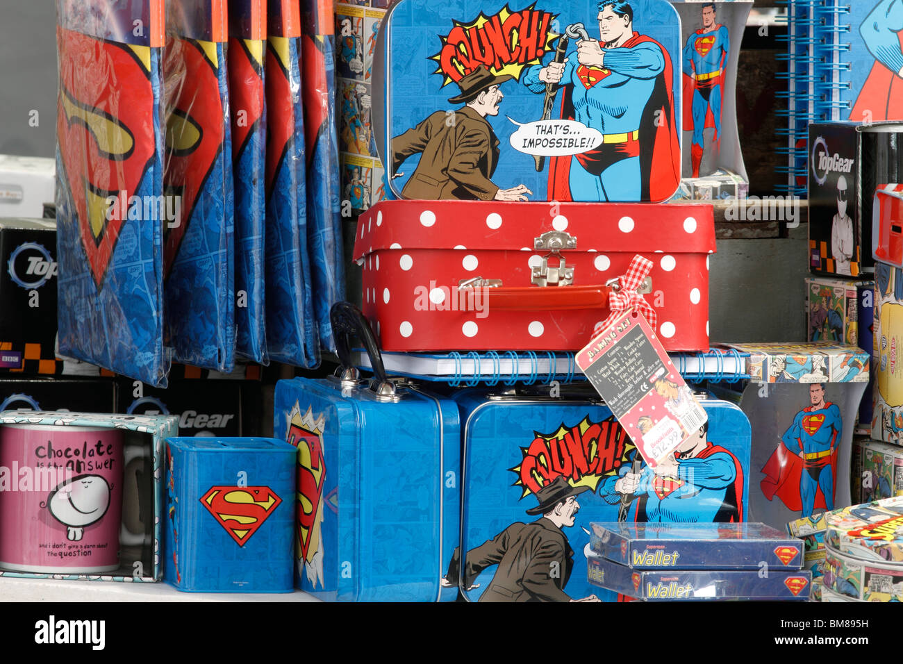 Superman - DC Comics merchandising Brookfields garden Centre, Nottingham Stock Photo