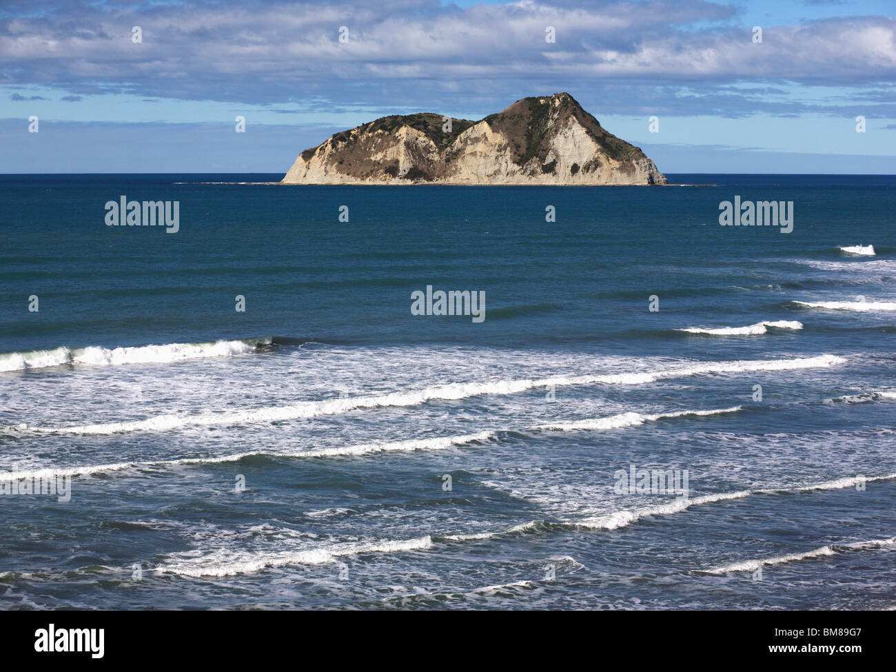 Whangaokeno Island off the East Cape of New Zealand's North Island Stock Photo