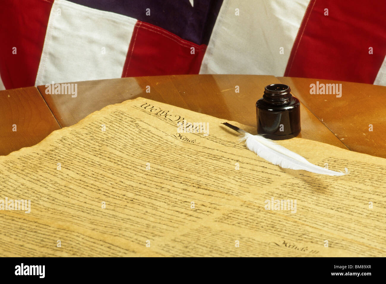 United States Constitution ink quill pen American flag government ...