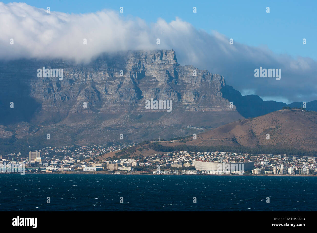 View of Greenpoint Stadium in Cape Town with Table Mountain as backdrop ...