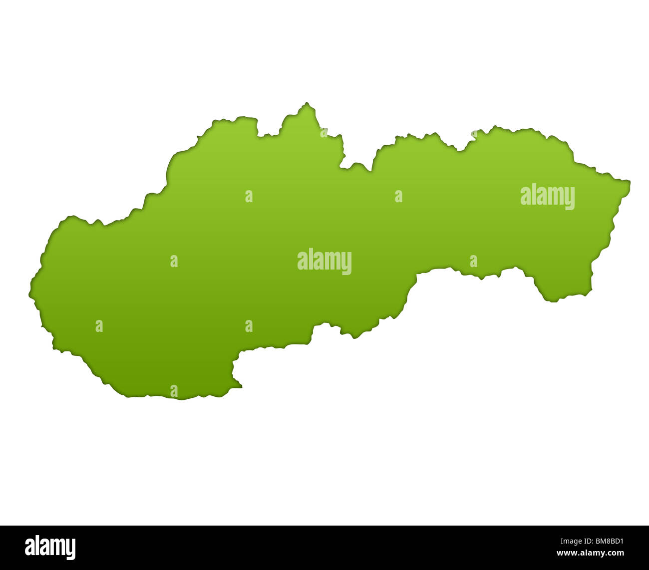 Slovakia map in gradient green, isolated on white background. Stock Photo