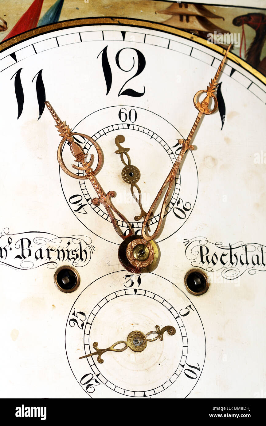 Antique Grandfather clock face by John Barnish Stock Photo