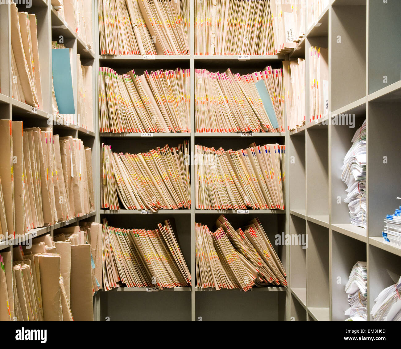 Shelving containing medical records Stock Photo Alamy