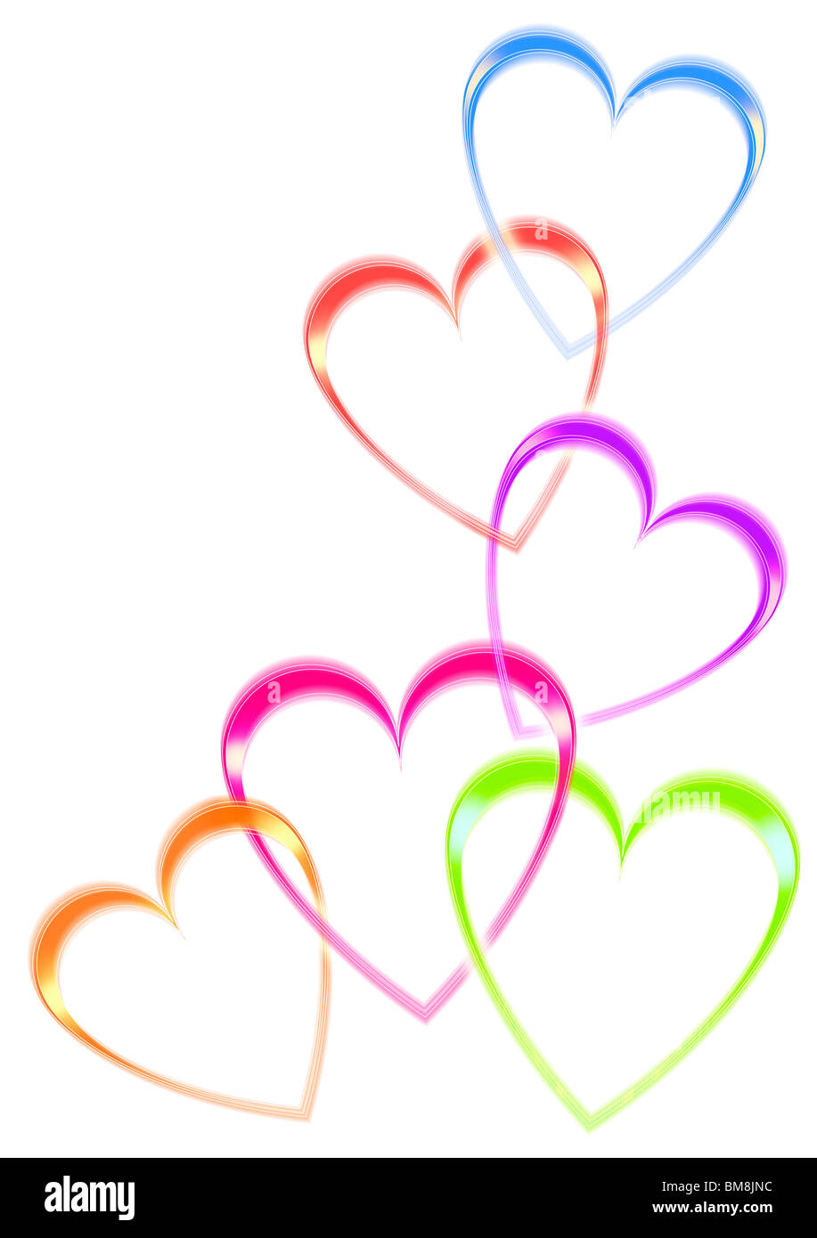 Colorful hearts on white background, computer graphic Stock Photo - Alamy