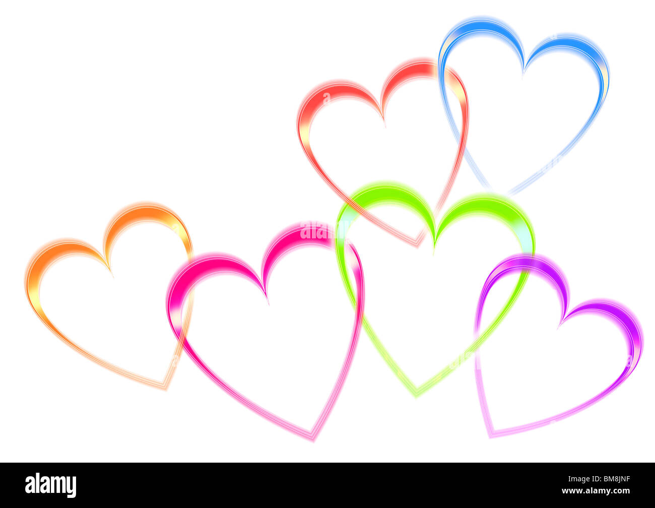 Colorful hearts on white background, computer graphic Stock Photo - Alamy