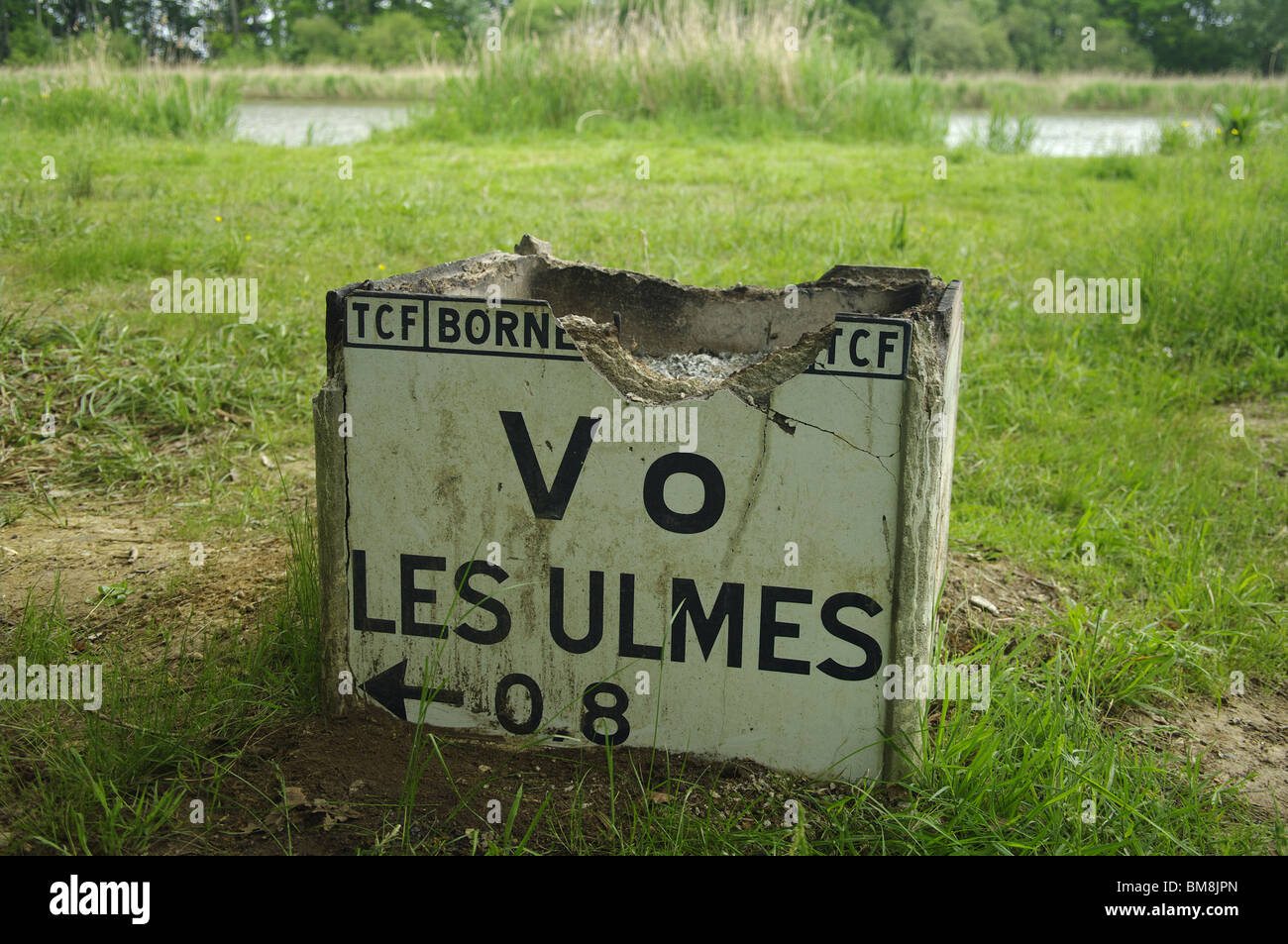 old French road sign Stock Photo Alamy