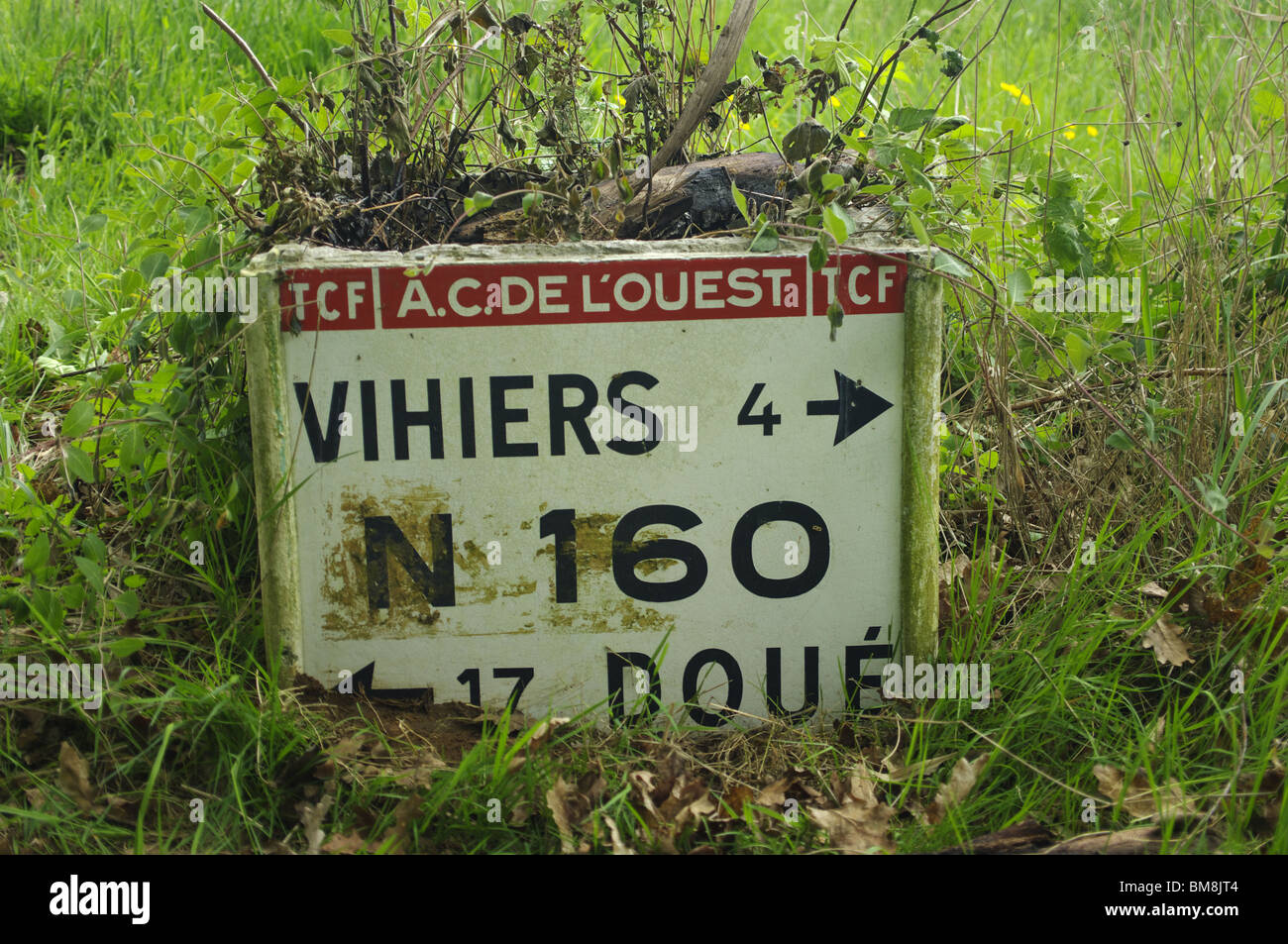 old French road sign Stock Photo Alamy