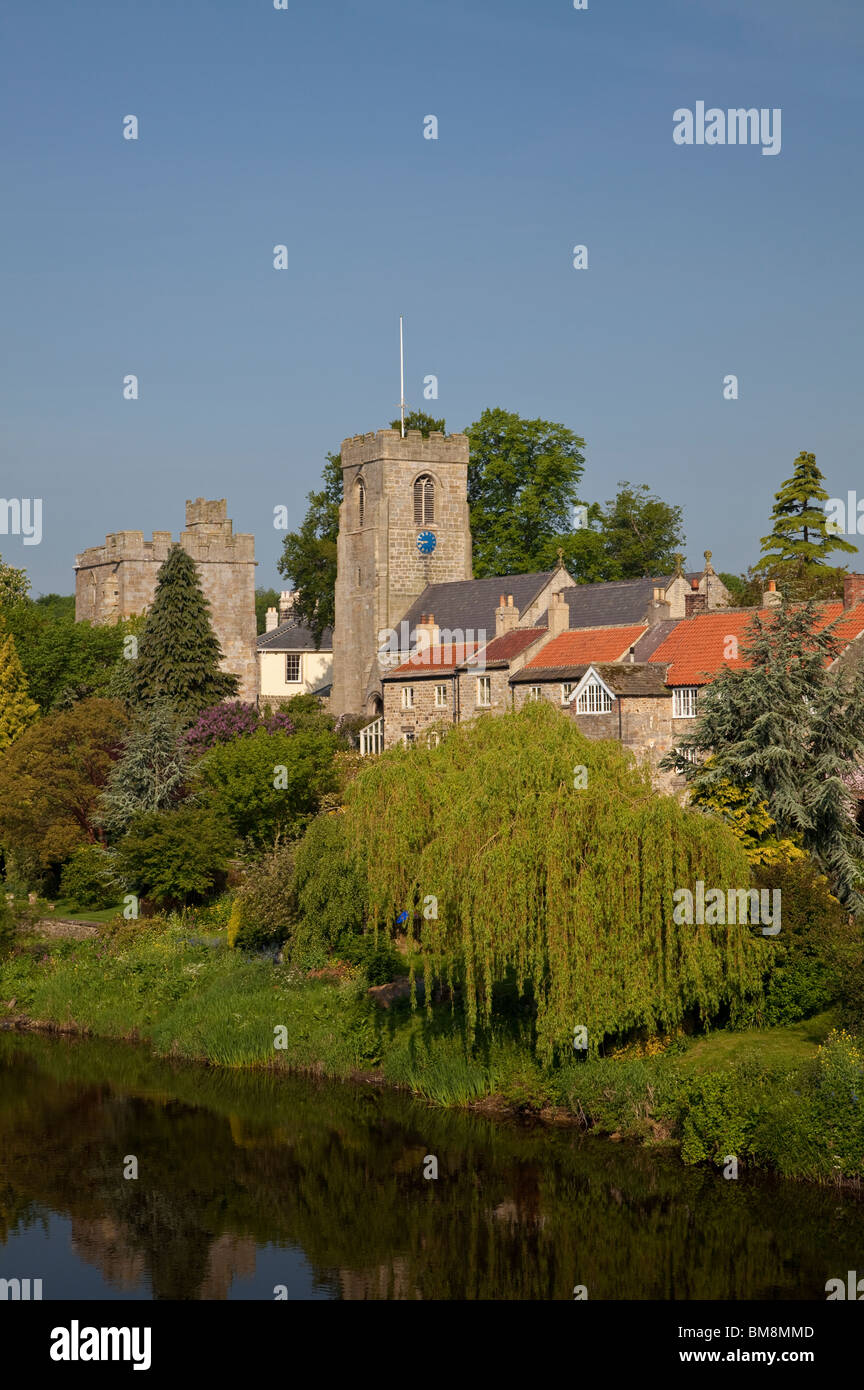 West Tanfield on the river Ure, North Yorkshire Stock Photo Alamy