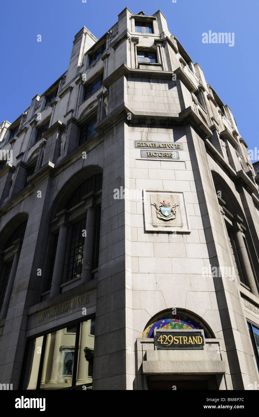 Zimbabwe House, The Zimbabwean Embassy, The Strand, London, England, UK Stock Photo