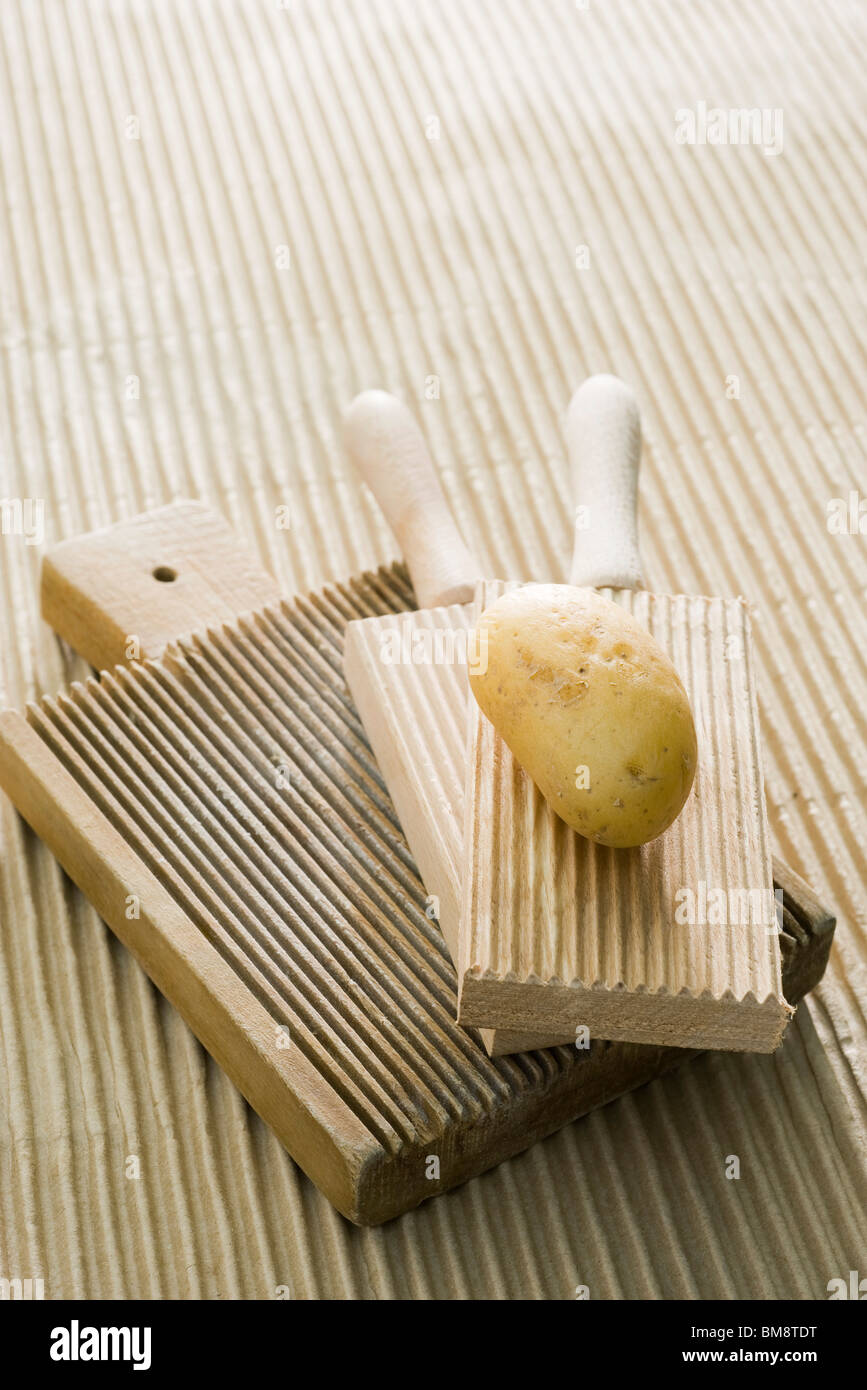 Potato and gnocchi boards Stock Photo