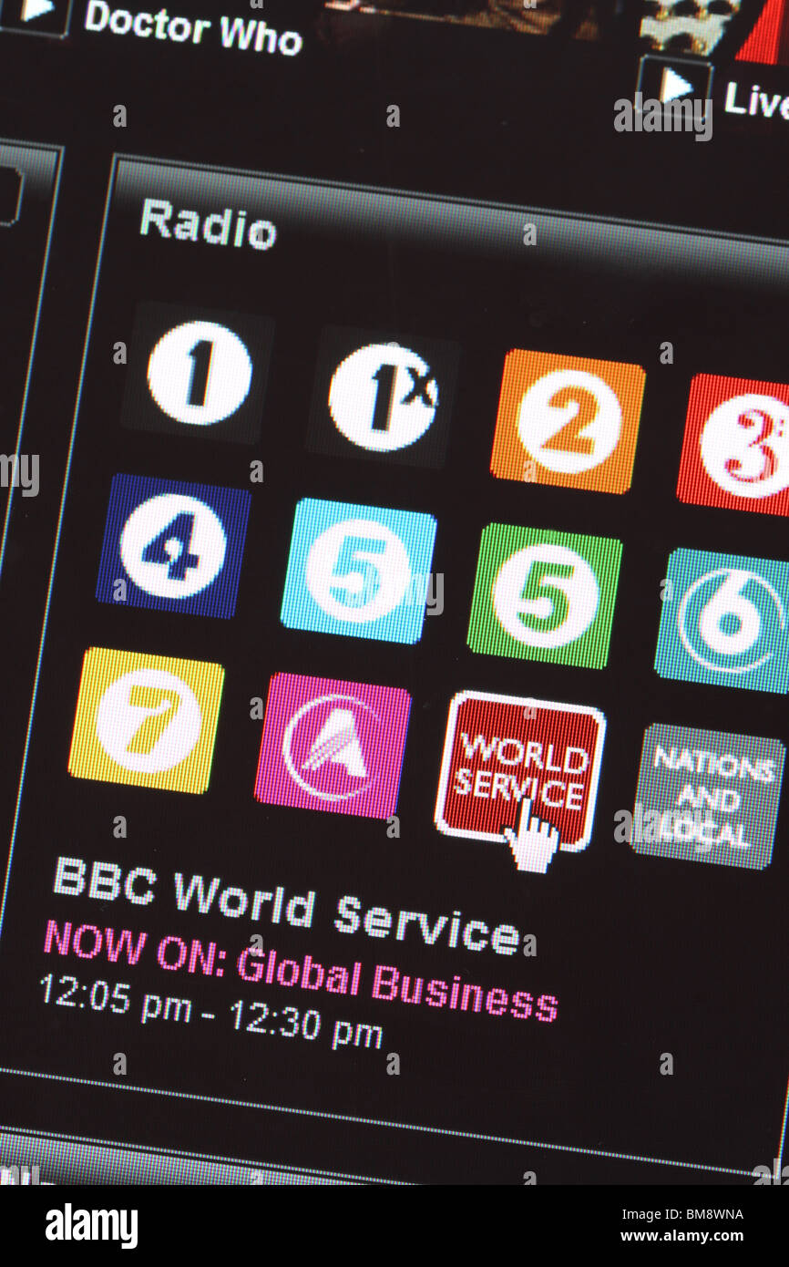 BBC iPlayer online internet TV and Radio playing service Stock Photo