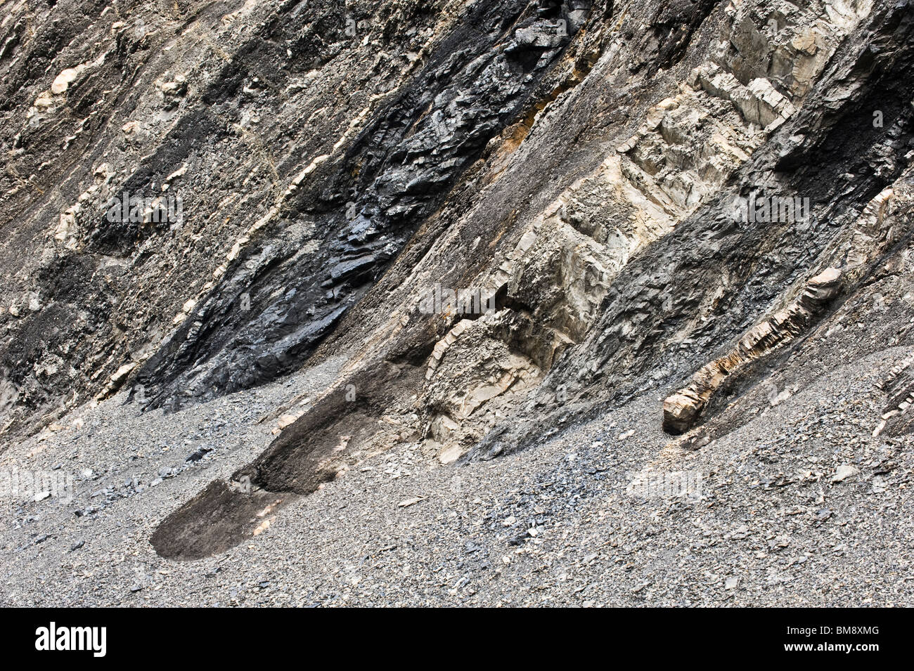 Coal seam in rock Stock Photo Alamy